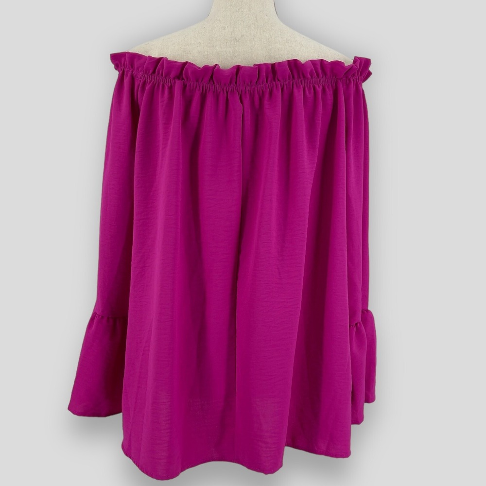143 Story Line Up Blouse Womens Barbiecore Bell Sleeve Off Shoulder Top Pink M - Picture 5 of 8